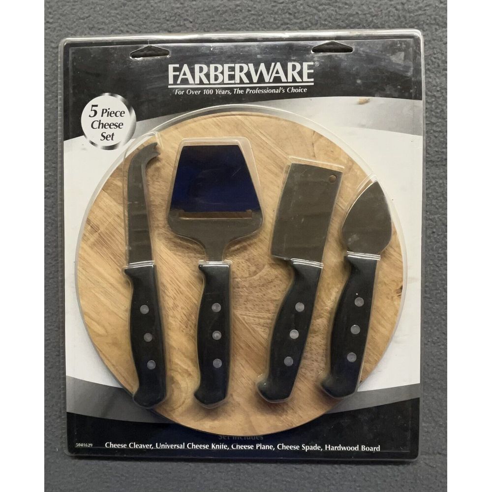 Farberware 5 Piece‎ Cheese Set Cutting Board Knife Appetizer Dinner Party